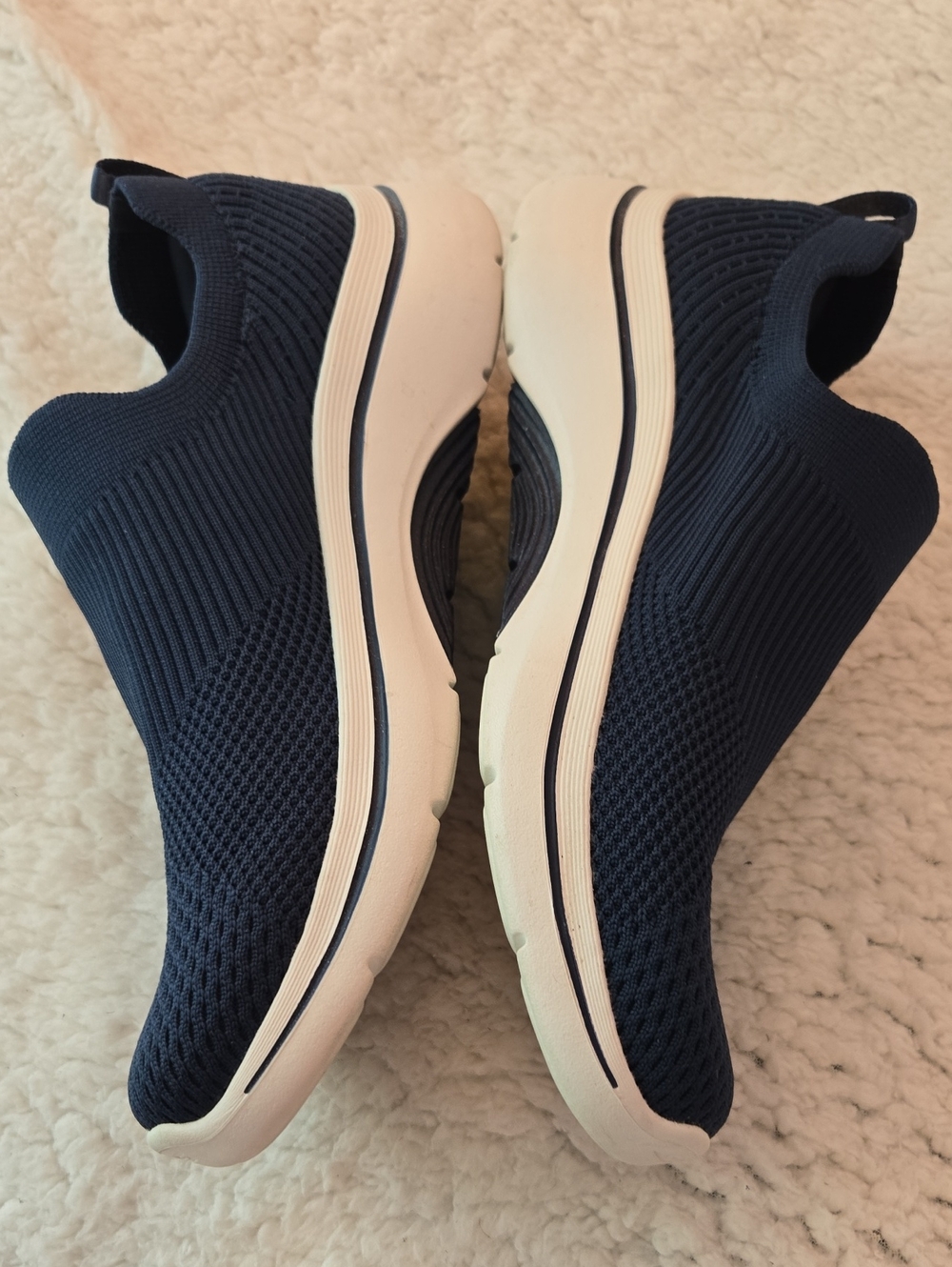 Skechers Air-cooled Arch Fit Slip-On Knit Walking Shoes - Navy - Picture 3 of 8